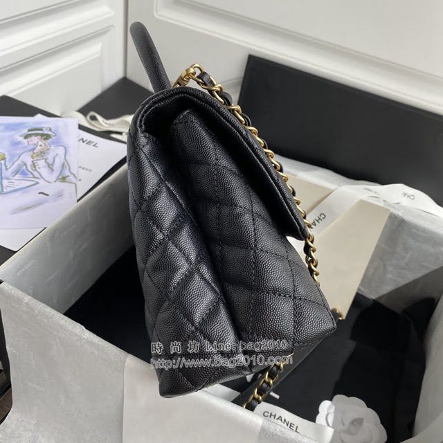 Chanel女包 香奈兒專櫃最新款口蓋包 Chanel經典菱格黑球手柄手提肩背女包  djc4151
